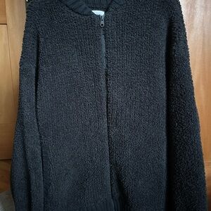 Aerie Black Textured Zip-Up Jacket